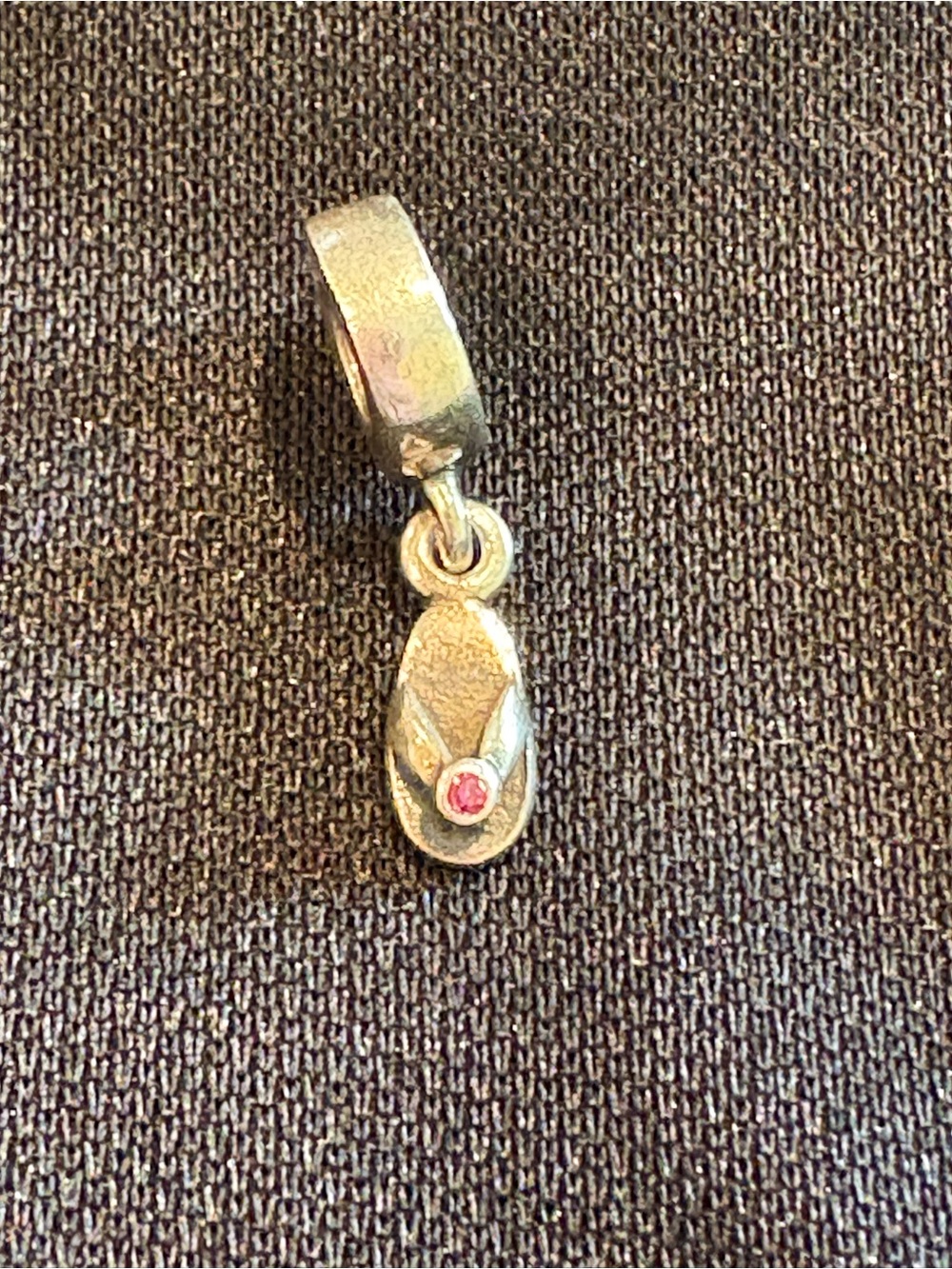 Pandora Sterling Silver Flip-Flop Charm with Pink Stone